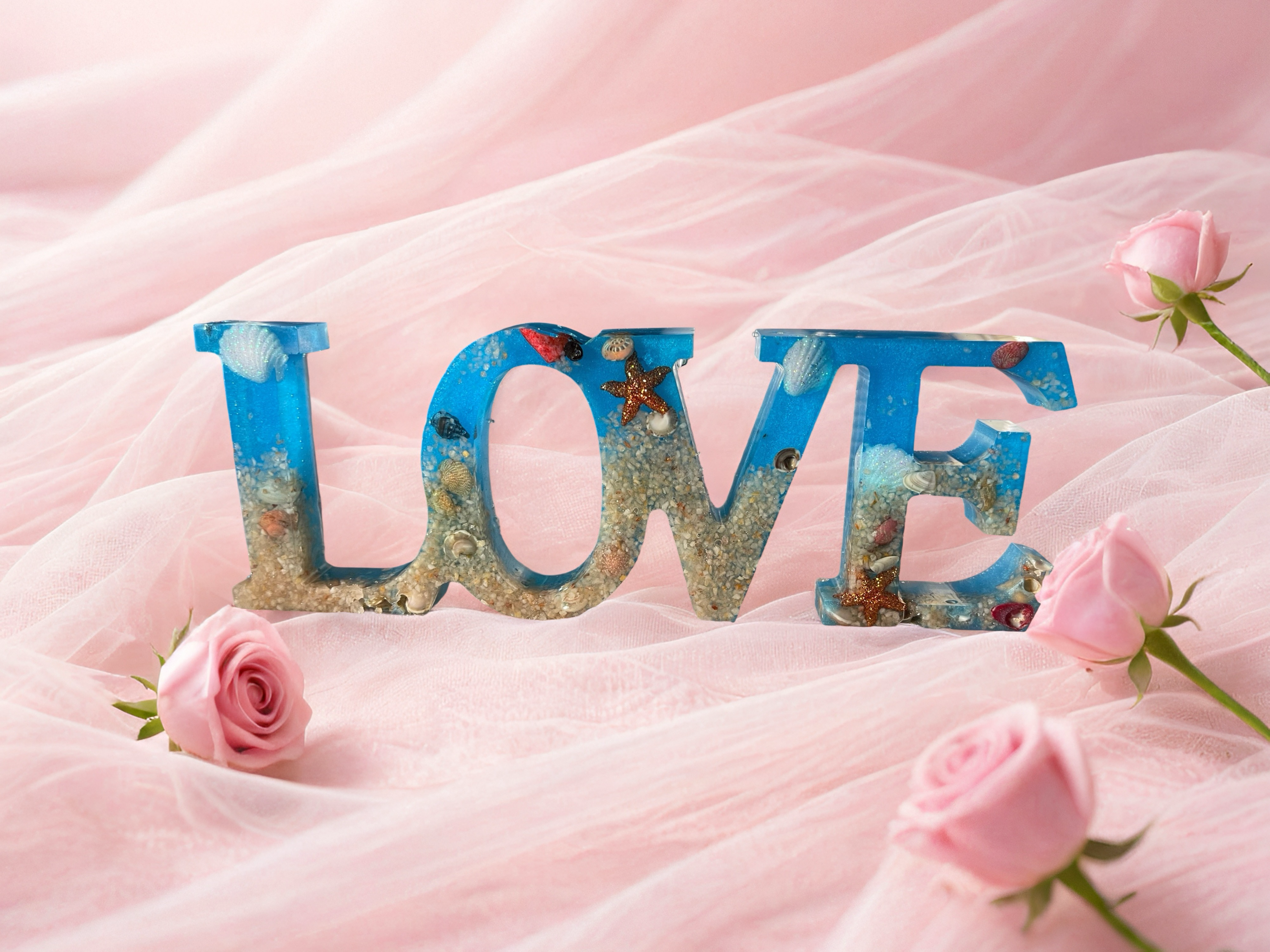 Ocean-Inspired Resin “LOVE” Décor  No