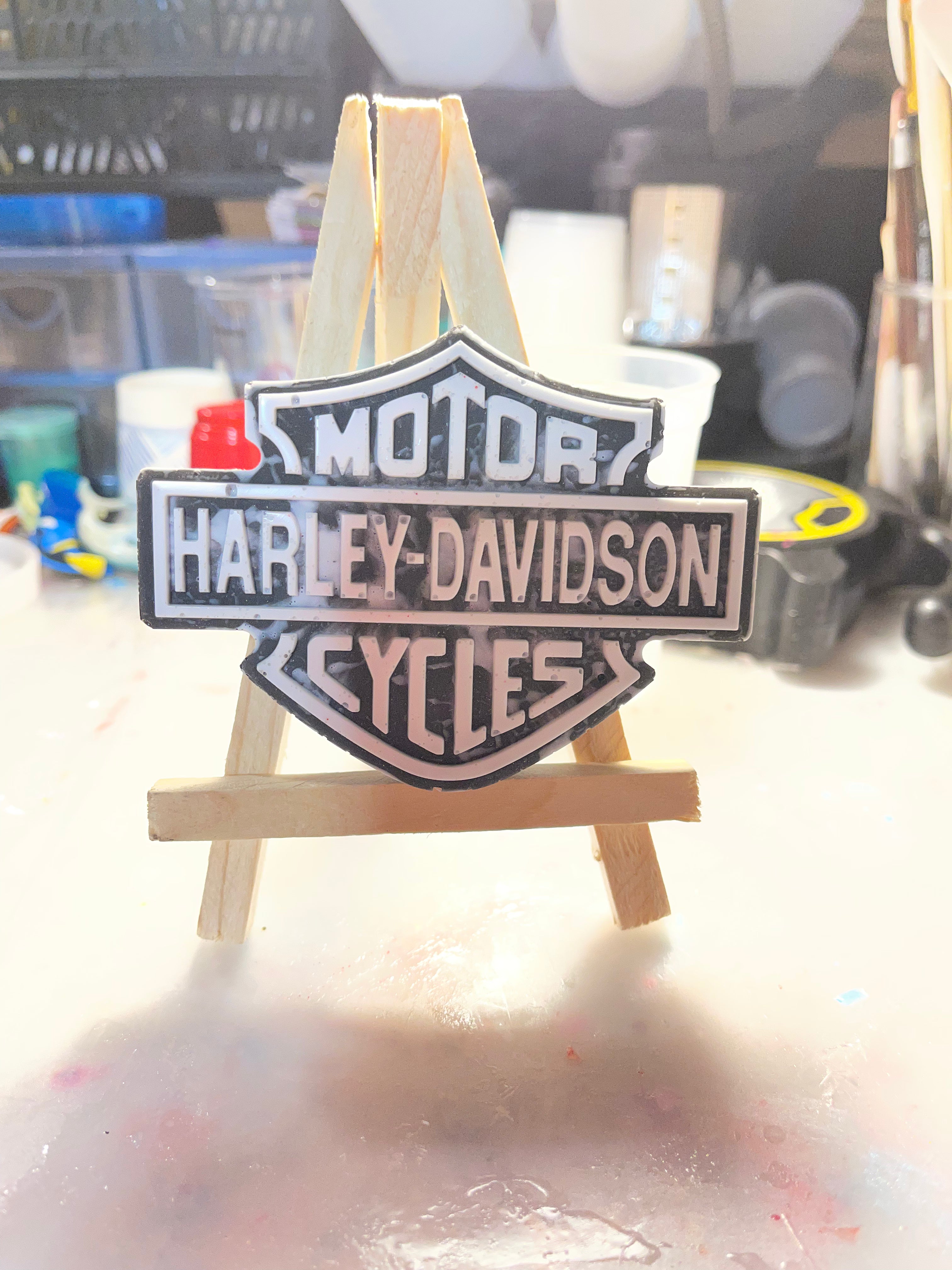 Custom Harley-Style Resin Logo Sculpture