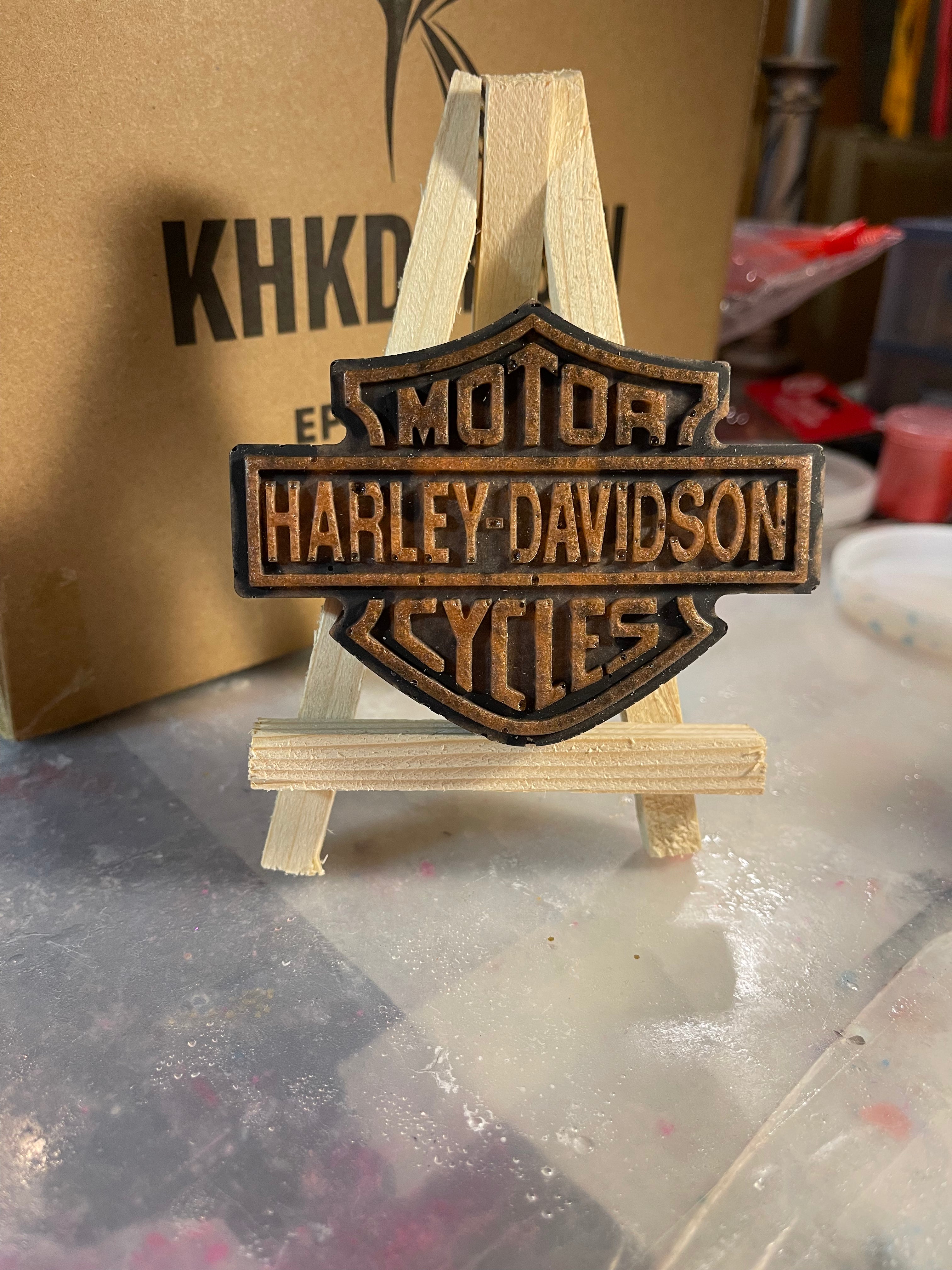 Custom Harley-Style Resin Logo Sculpture